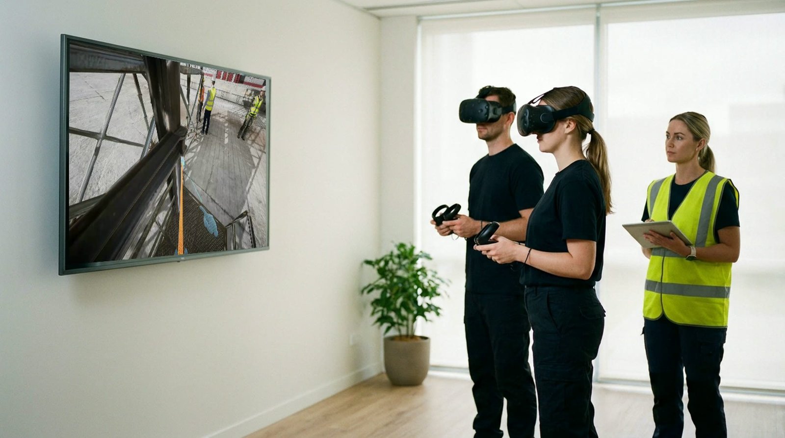 VR-training werken op hoogte in de trainingsruimte